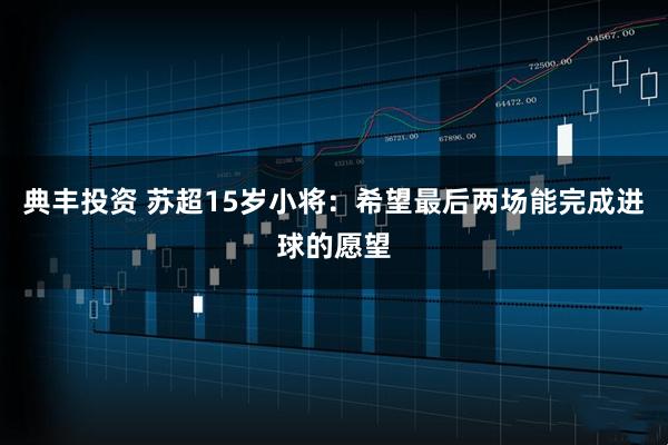 典丰投资 苏超15岁小将：希望最后两场能完成进球的愿望